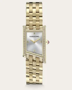 Damen Ferragamo Asymetrique Uhr Weiß