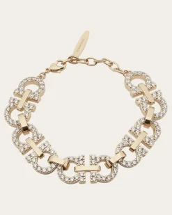 Damen Gancini-Armband mit Kristallen Gold