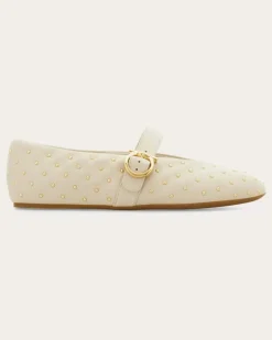 Damen Gancini Ballerina mit Nieten Weiß Größe 5