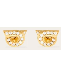Damen Gancini-Ohrringe mit Strass (S) Gold