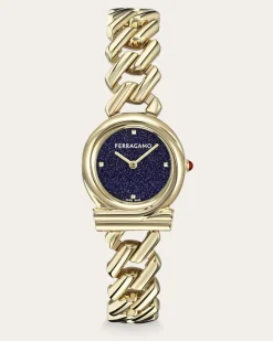 Damen Gancini Twisted Chain Uhr Blau