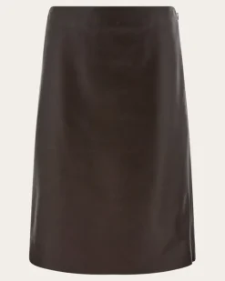 Damen Gerader Rock Braun