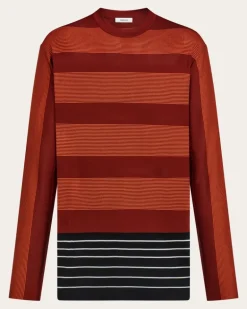Damen Gestreifter Pullover Rot