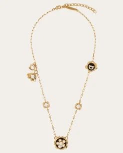 Damen Halskette mit Anhängern Gold