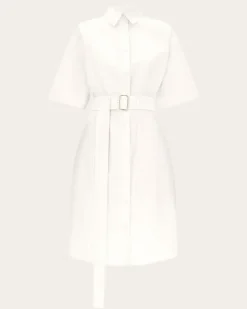 Damen Hemdkleid aus Baumwolle und Seide Weiß