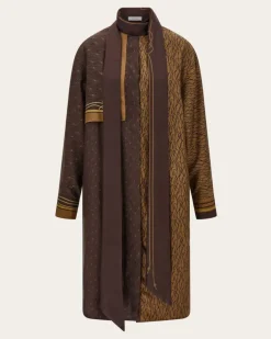 Damen Hemdkleid aus Seide Braun