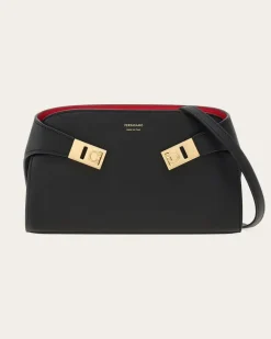 Damen Hug Mini-Bicolor-Umhängetasche Schwarz