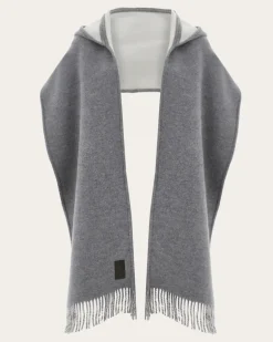 Damen Hybrid-Stola mit Kapuze Grau