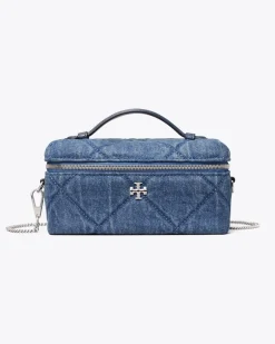 Damen Kira Kosmetiktasche aus Denim mit Rautensteppung kira Blue
