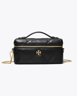 Damen Kira Kosmetiktasche im Querformat mit Rautensteppung kira Black