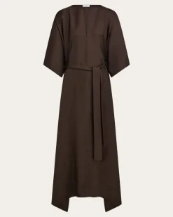 Damen Kleid aus Seide Braun