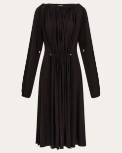 Damen Kleid mit Raffungen Braun