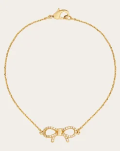 Damen Kurze Halskette mit Vara-Schleife Gold