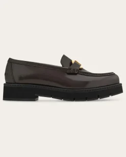 Damen Loafer in Mokassin-Machart mit Gancini-Ornament Braun Größe