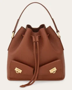 Damen Mini Hug Beuteltasche mit Multipocket-Konstruktion Braun