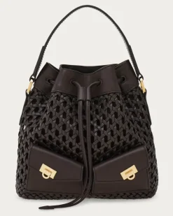 Damen Multipocket-Beuteltasche Braun