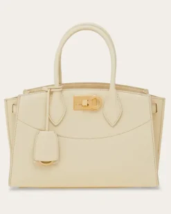 Damen New Ferragamo Studio soft bag (M) Weiß