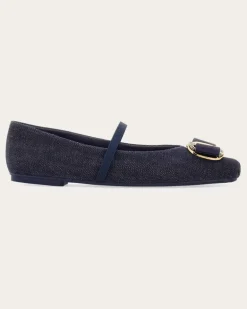 Damen New Vara Plate Ballerina Blau Größe