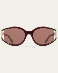 Damen Ovale Sonnenbrillen Rot