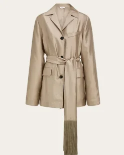Damen Overshirt in Jacquard-Ausführung Beige