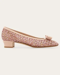 Damen Pumps mit Vara-Schleife aus Makramee Rosa Größe