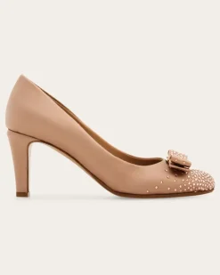 Damen Pumps mit Vara-Schleife und Kristallen Beige Größe 5