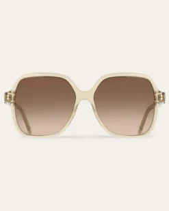 Damen Quadratische Sonnenbrillen Beige