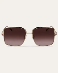 Damen Rechteckige Sonnenbrillen Gold