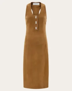 Damen Ärmelloses Kleid Beige