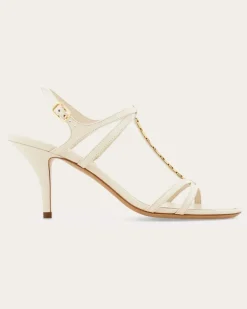 Damen Sandale T-Strap Vara Chain Weiß Größe 5