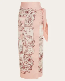 Damen Sarong aus Seide mit Voyage-Print Rosa