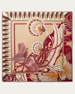 Damen Schultertuch mit Blumen und Schmetterlinge-Print Beige