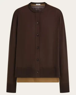 Damen Seiden-Cardigan mit Retro-Optik Braun