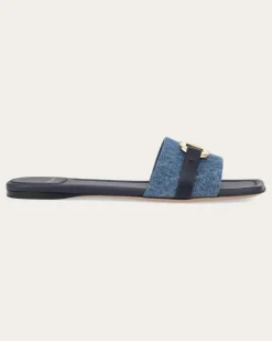 Damen Slide mit Gancini-Ornament Blau Größe