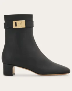 Damen Stiefelette mit Hug Schnalle Schwarz Größe