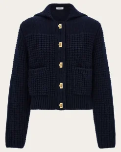 Damen Strickjacke mit Gancini Schnallen Blau