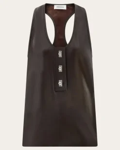 Damen Top aus Nappaleder Braun