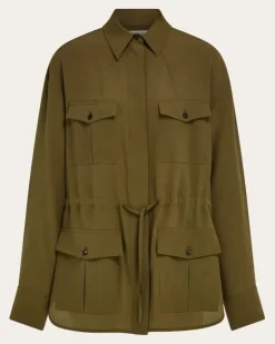 Damen Tropen-Overshirt Grün