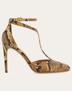 Damen T-Strap-Pumps Beige Größe 5