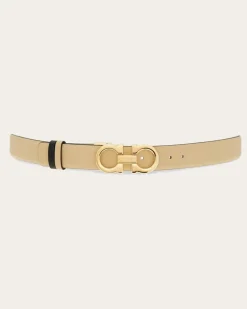 Damen Verstellbarer Gancini Wendegürtel Beige