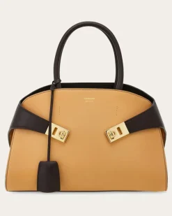 Damen Zweifarbige Handtasche Hug (M) Beige