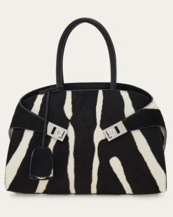 Damen Zweifarbige Handtasche Hug (M) Schwarz