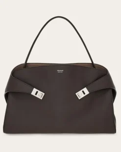 Damen Zweifarbige Hug Soft Schultertasche (M) Braun