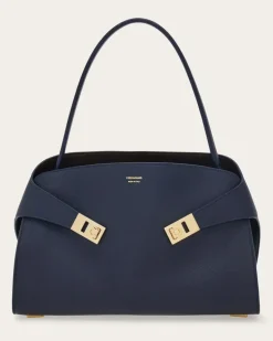 Damen Zweifarbige Schultertasche Hug Soft (M) Blau