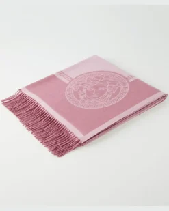 Decke Barocco aus Seide und Kaschmir Rosa