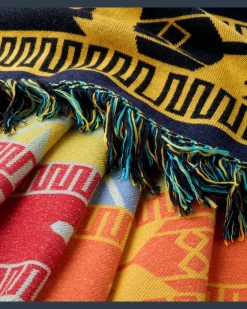 Decke Icon aus Woll-Jacquard Blau