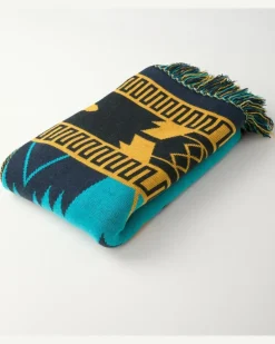 Decke Icon aus Woll-Jacquard Blau