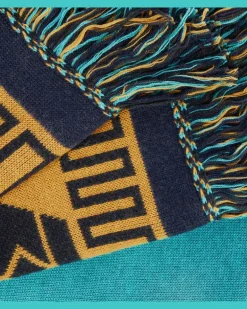 Decke Icon aus Woll-Jacquard Blau