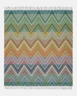 Decke Plume aus einem Wollgemisch Multicolor