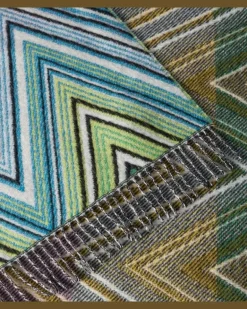 Decke Plume aus einem Wollgemisch Multicolor